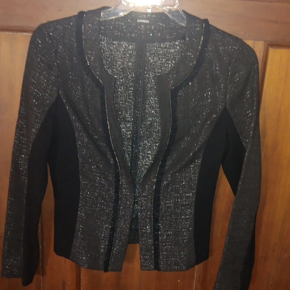 Express Women's Black and Gray Blazer